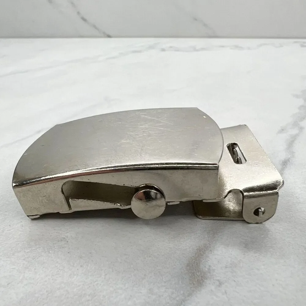 Silver Tone Web Clamp Simple Basic Belt Buckle